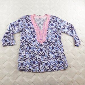 Lilly Pulitzer Tunic Top  Womens Medium Embellished Multi Color flaw